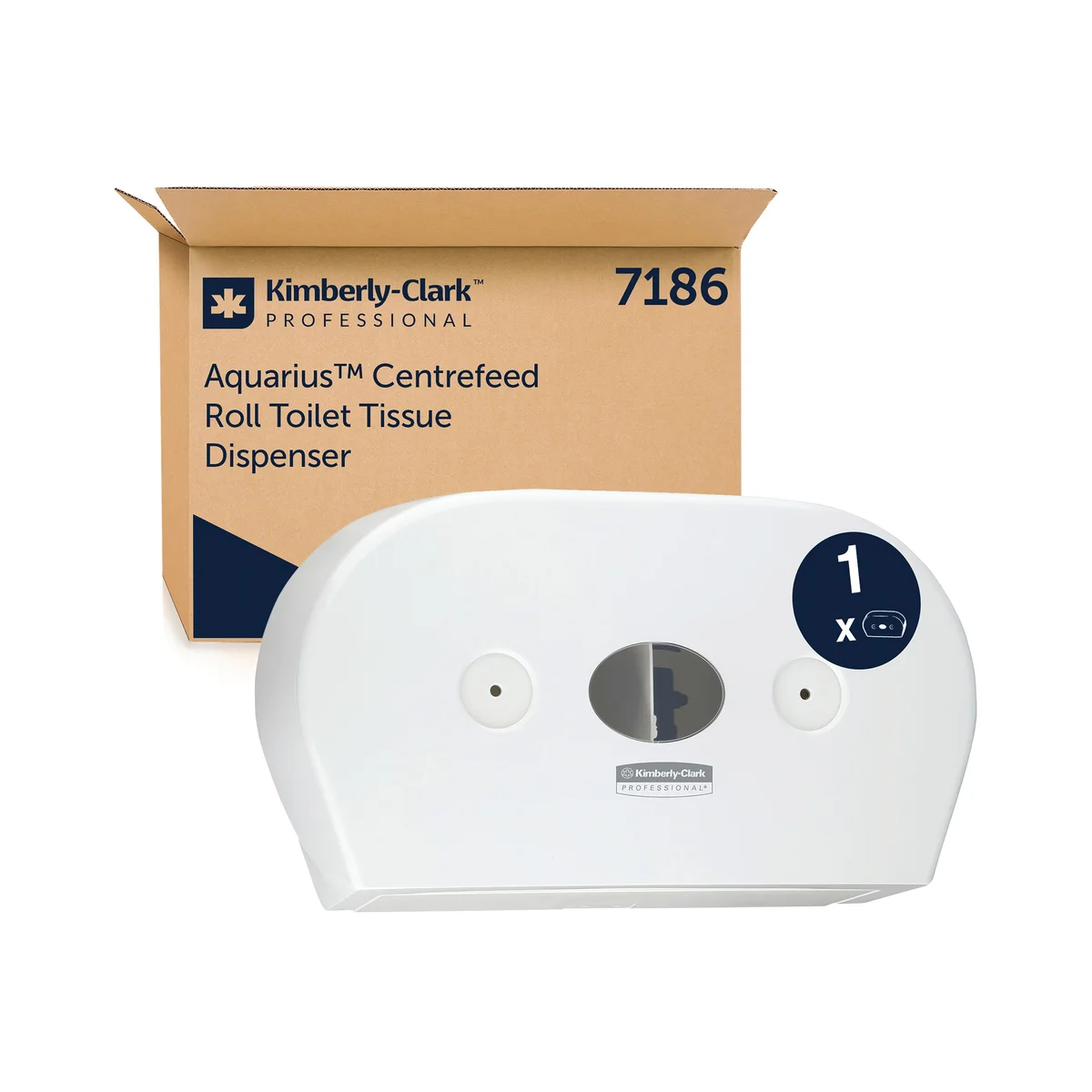 Aquarius Mini Twin Roll Centrefeed Toilet Tissue Dispenser White 7186 - Image 1