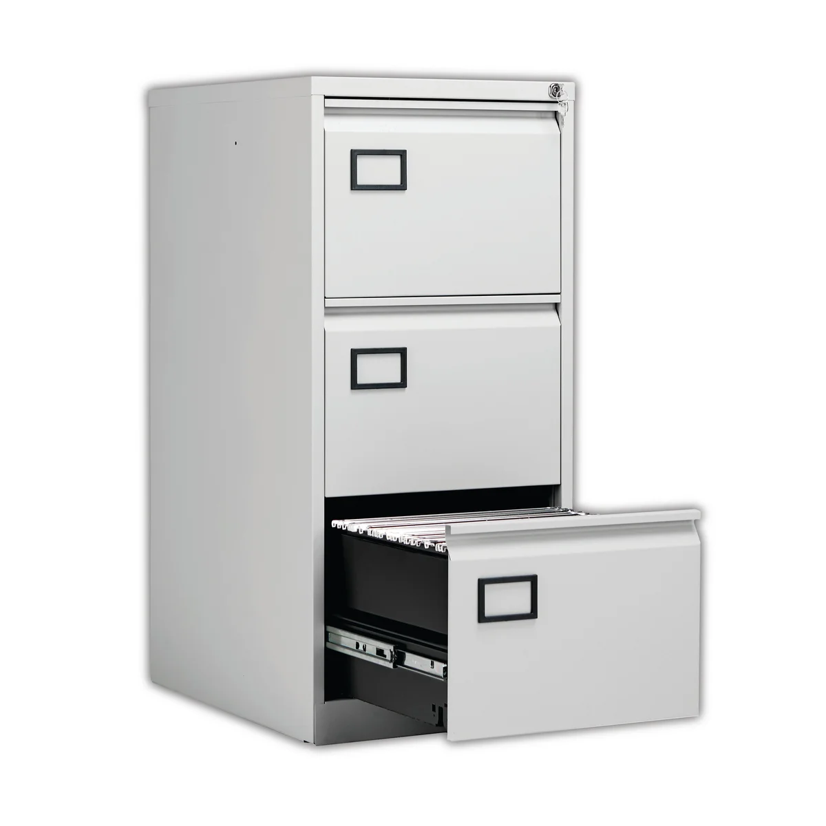 Jemini 3 Drawer Filing Cabinet 470x622x1016mm Light Grey KF20043 - Image 3