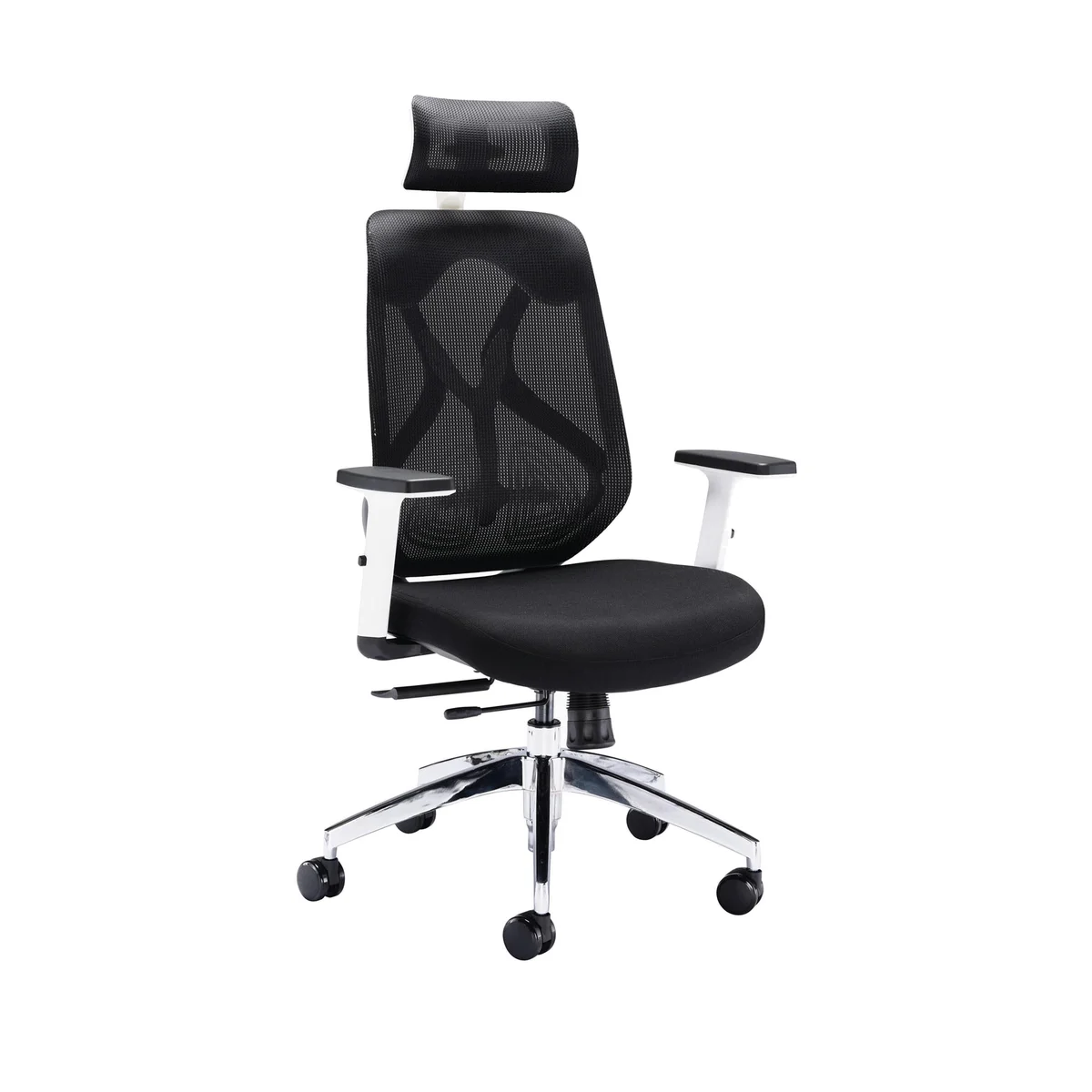First Stealth Mesh Back Operator Chair Headrest + Arms 660x660x1140-1240 Black/WhiteKF70060