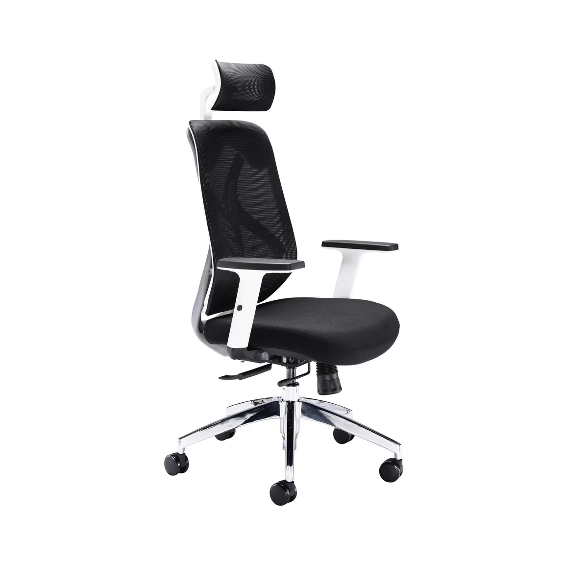 First Stealth Mesh Back Operator Chair Headrest + Arms 660x660x1140-1240 Black/WhiteKF70060 - Image 2