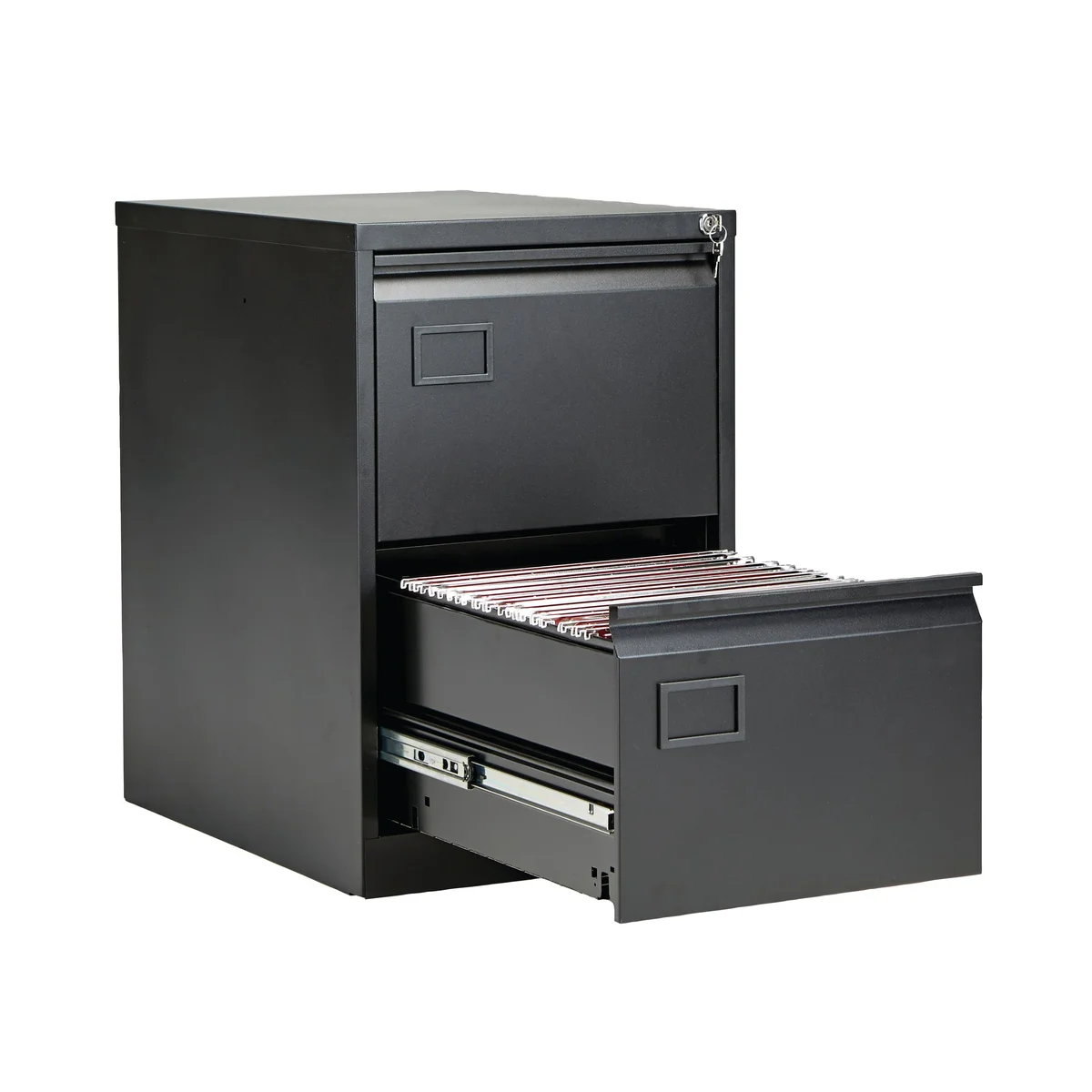 Jemini 2 Drawer Filing Cabinet Lockable 470x622x711mm Black KF72585 - Image 3