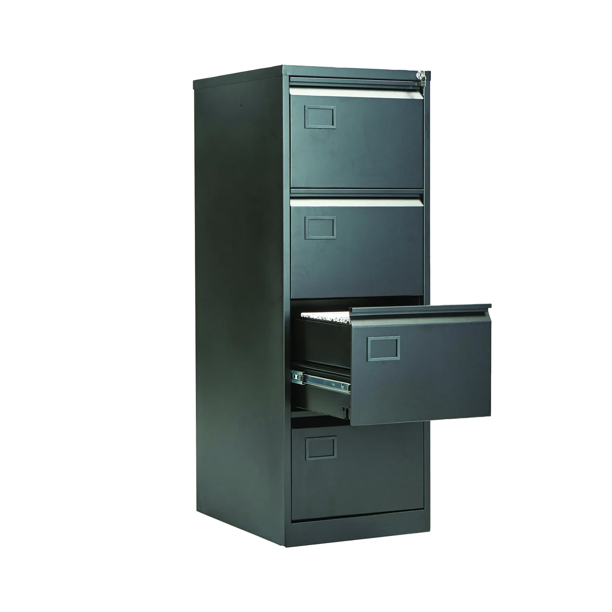 Jemini 4 Drawer Filing Cabinet Lockable 470x622x1321mm Black KF72587 - Image 4