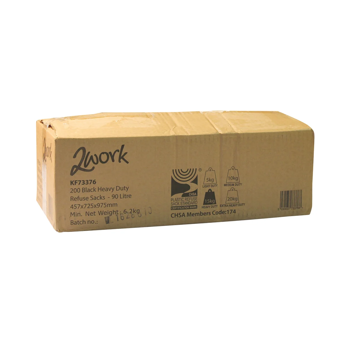 2Work Heavy Duty Refuse Sack LPDE Black 457x725x950mm (Pack of 200) KF73376 - Image 3