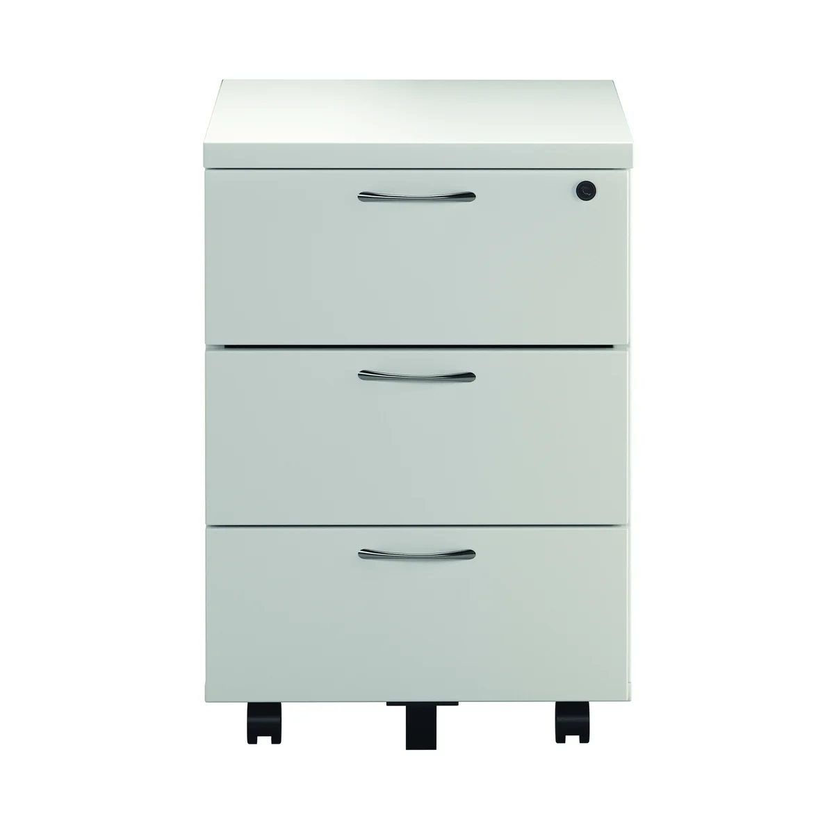 Jemini 3 Drawer Mobile Pedestal 400x500x595mm White KF74148 - Image 4
