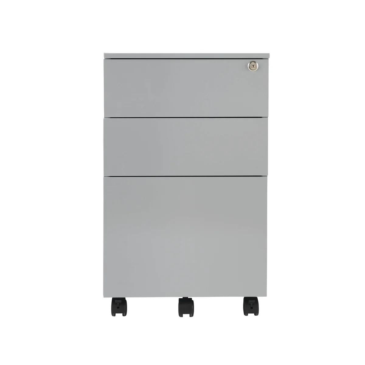 Jemini 3 Drawer Mobile Pedestal Steel 380x470x615mm Silver KF74155 - Image 2