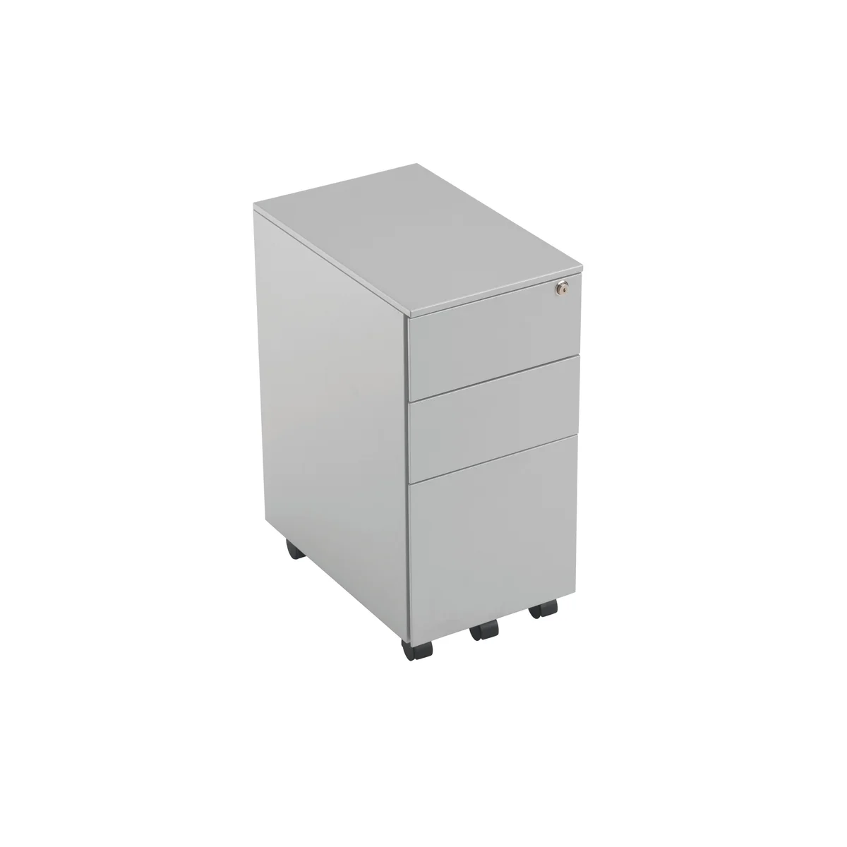 Jemini 3 Drawer Mobile Pedestal Slimline Steel 300x470x615mm Silver KF74157 - Image 2
