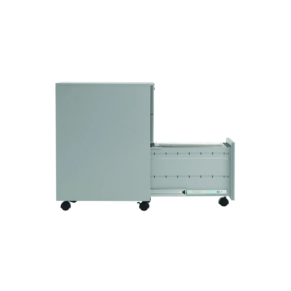 Jemini 3 Drawer Mobile Pedestal Slimline Steel 300x470x615mm Silver KF74157 - Image 4