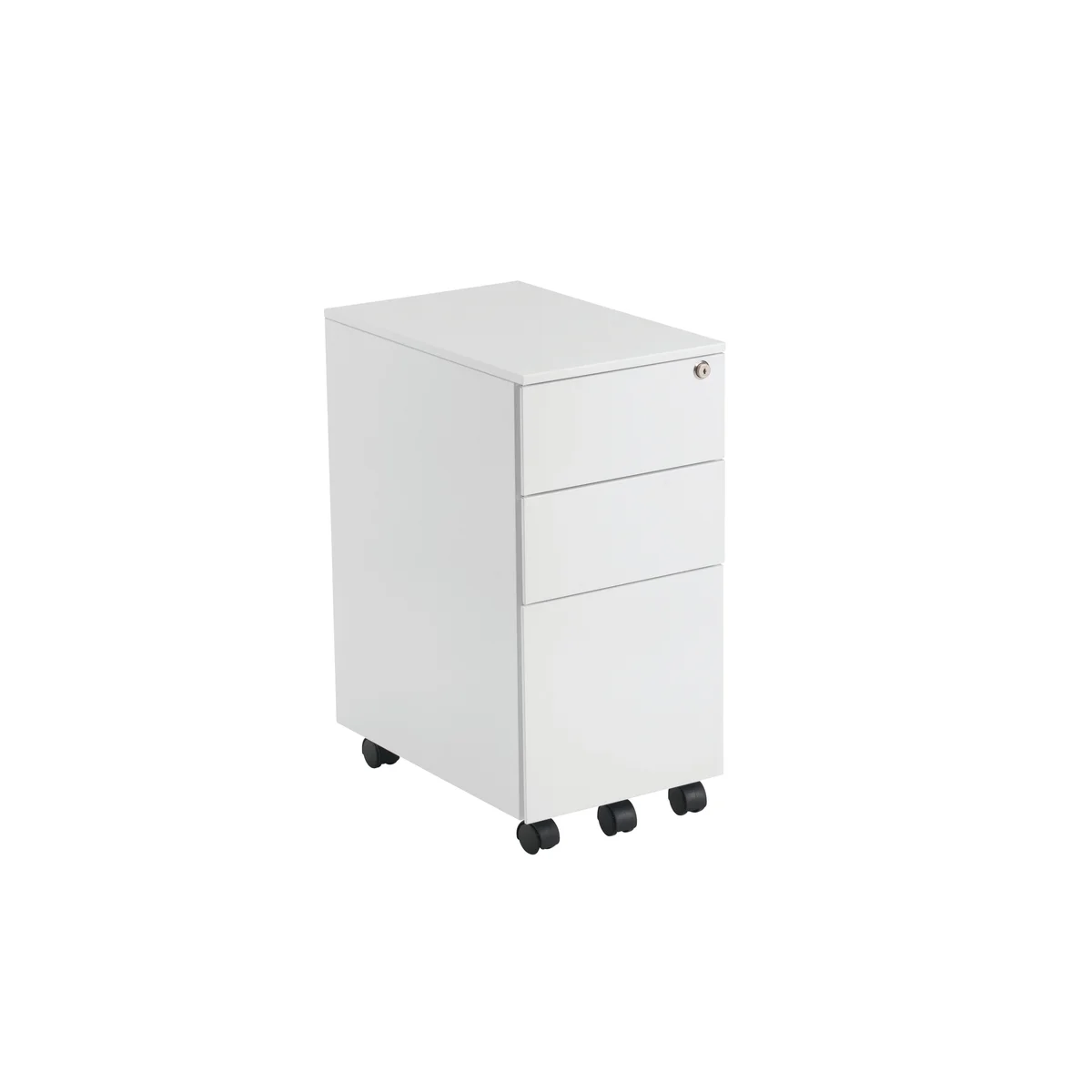 Jemini 3 Drawer Mobile Pedestal Slimline Steel 300x470x615mm White KF74158 - Image 2