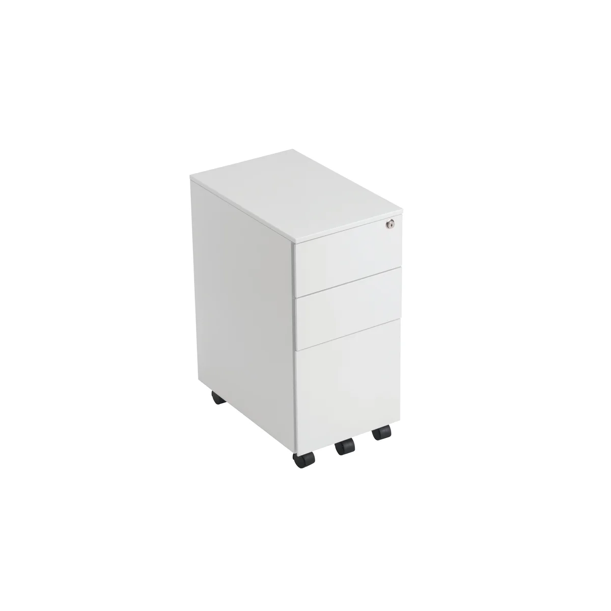 Jemini 3 Drawer Mobile Pedestal Slimline Steel 300x470x615mm White KF74158 - Image 3