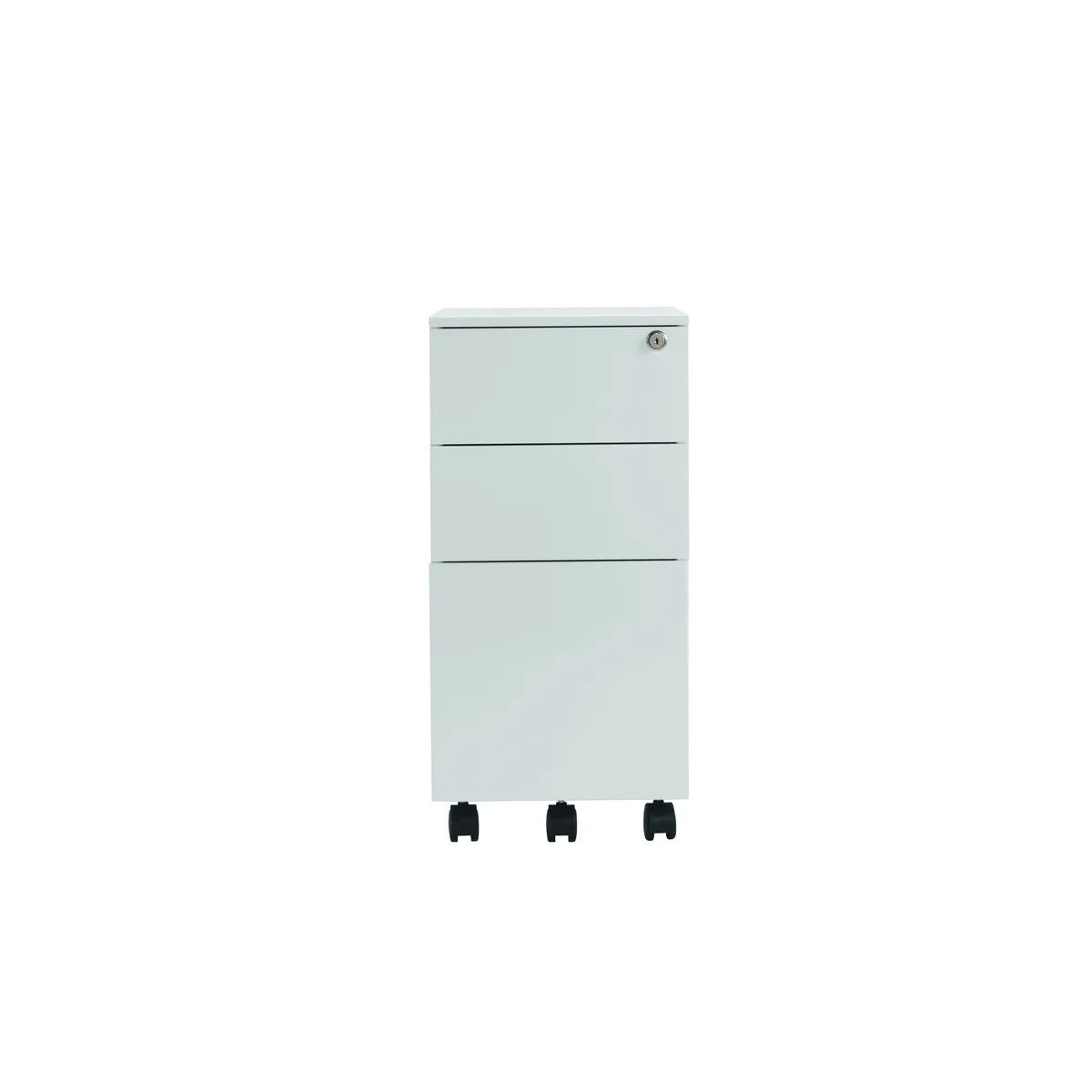 Jemini 3 Drawer Mobile Pedestal Slimline Steel 300x470x615mm White KF74158 - Image 4