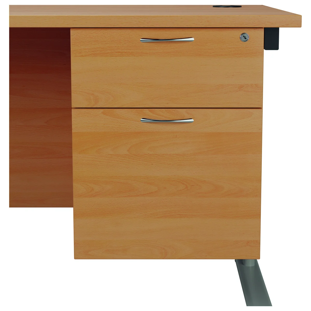Jemini 2 Drawer Fixed Pedestal 404x655x495mm Beech KF74411 - Image 2