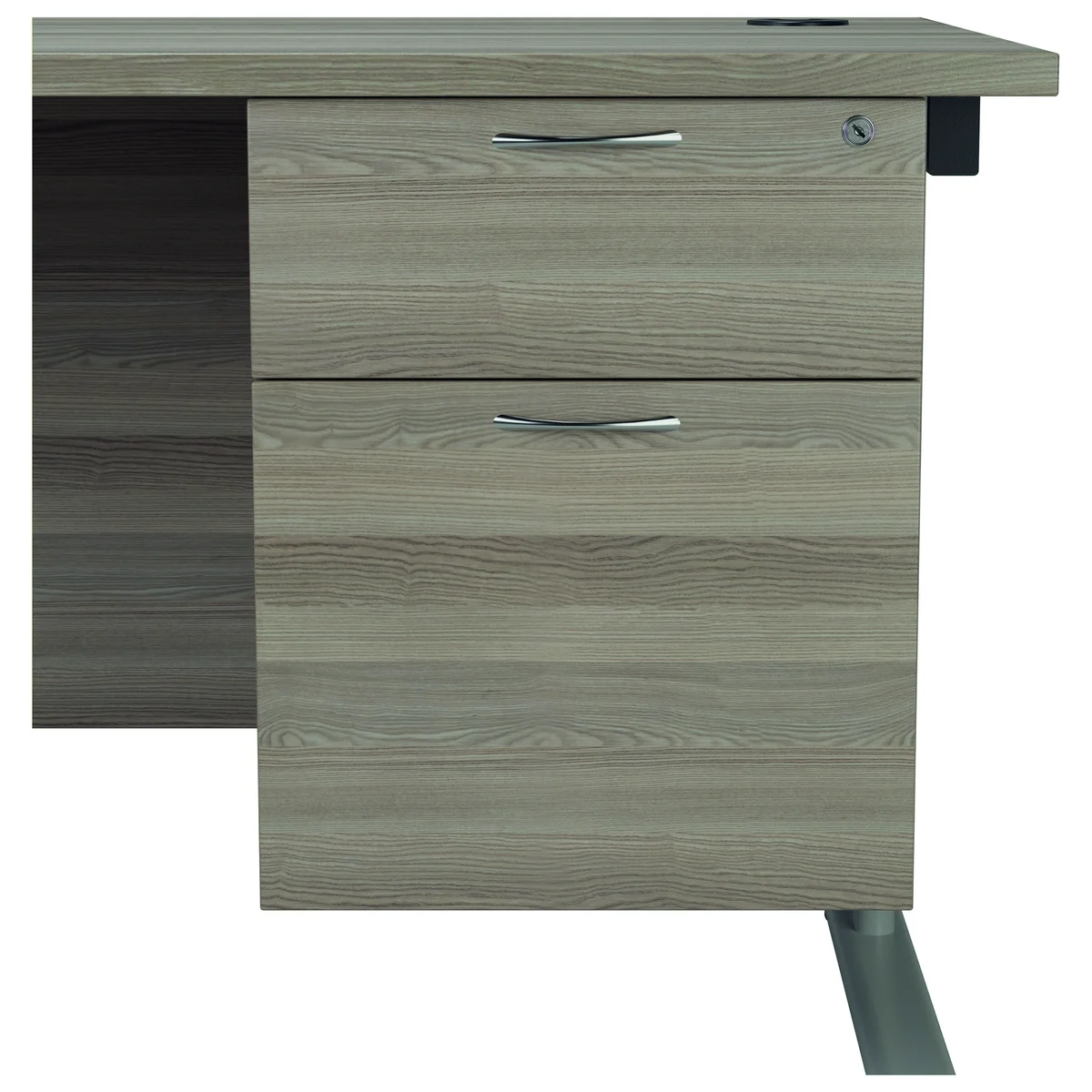 Jemini 2 Drawer Fixed Pedestal 404x655x495mm Grey Oak KF74413 - Image 2