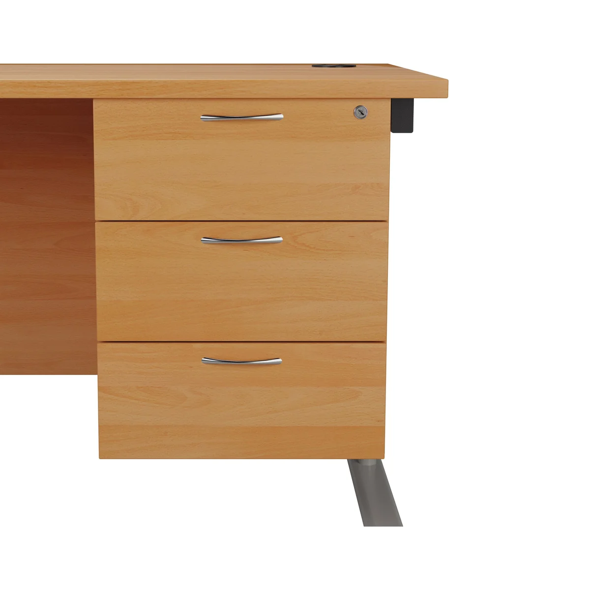 Jemini 3 Drawer Fixed Pedestal 400x655x495mm Beech KF74417 - Image 3