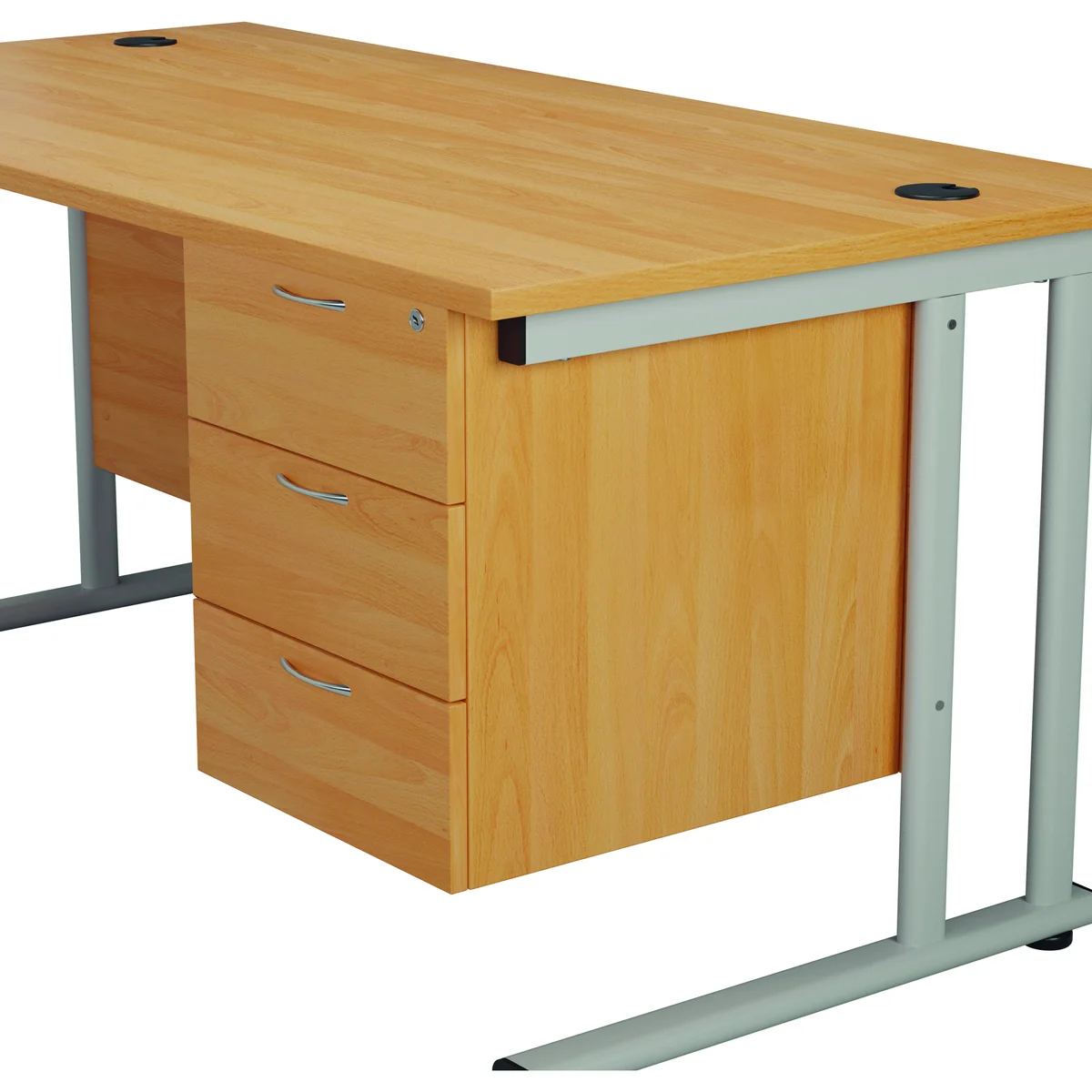 Jemini 3 Drawer Fixed Pedestal 400x655x495mm Beech KF74417 - Image 4