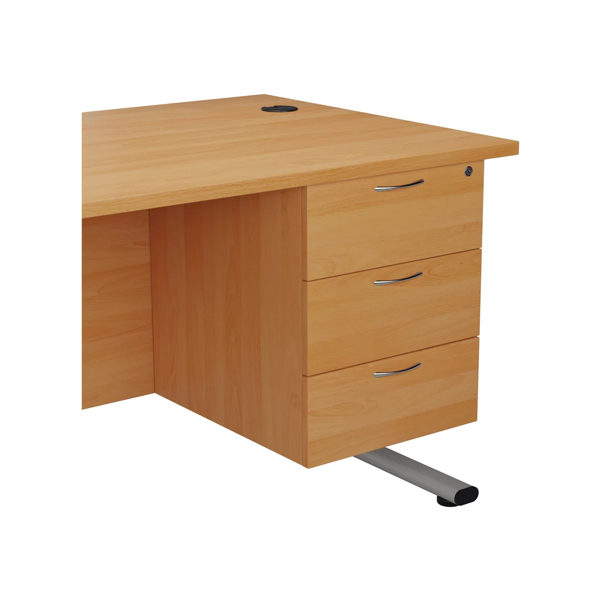 Jemini 3 Drawer Fixed Pedestal 400x655x495mm Grey Oak KF74419 - Image 2