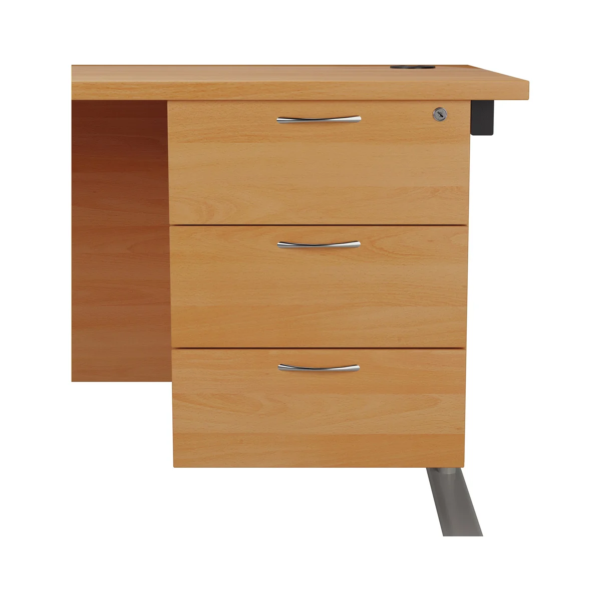 Jemini 3 Drawer Fixed Pedestal 400x655x495mm Grey Oak KF74419 - Image 3