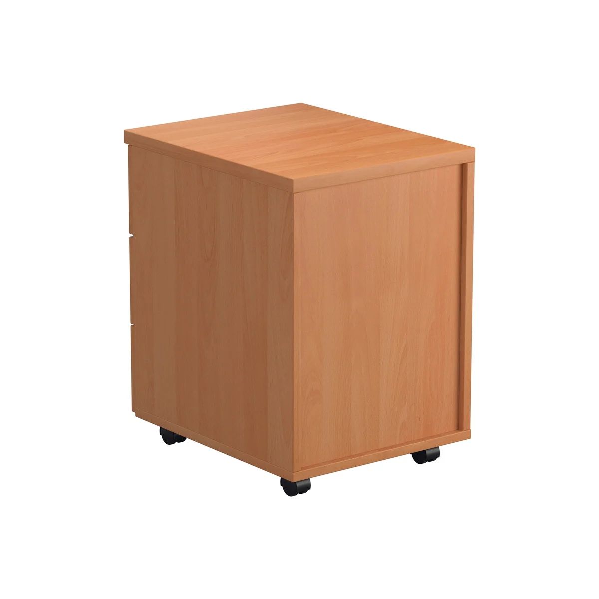 Jemini 3 Drawer Mobile Pedestal 400x500x595mm Beech KF74484 - Image 3
