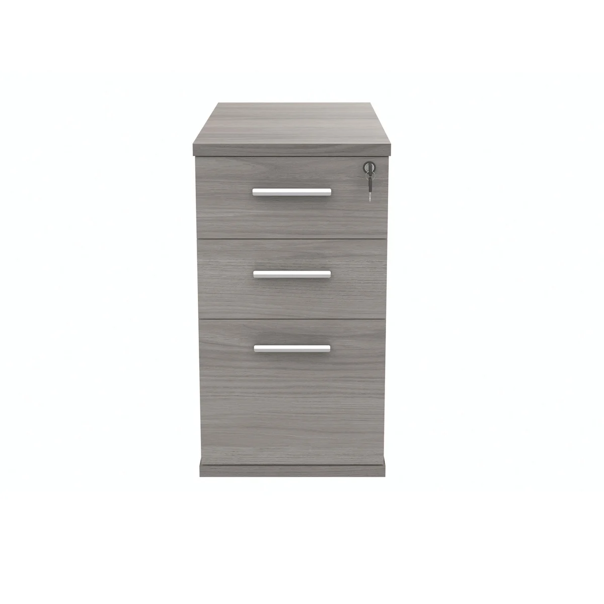 Polaris 3 Drawer Desk High Pedestal 404x800x730mm Alaskan Grey Oak KF78024 - Image 2