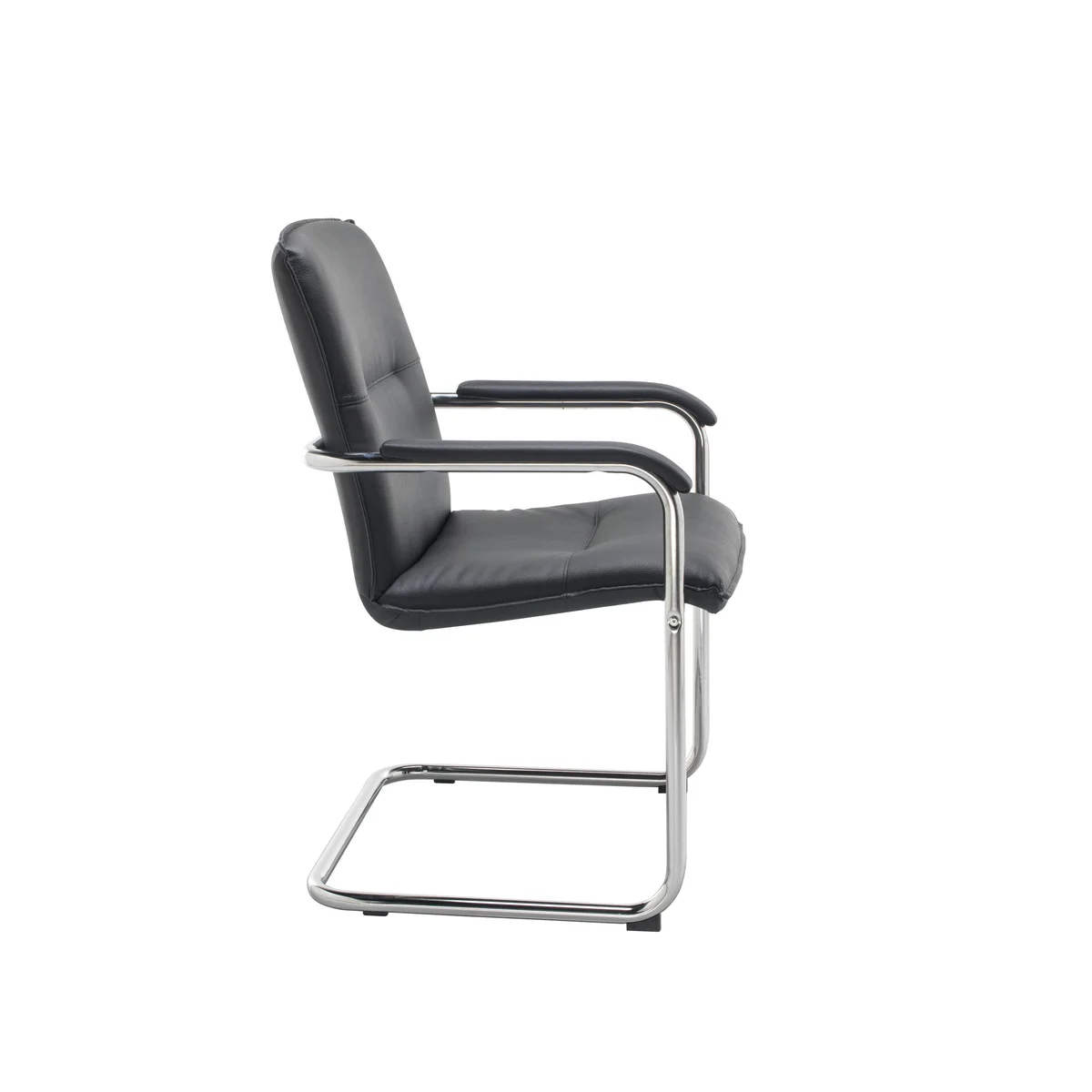Titan Stratus Tuscany Medium Back Visitor Chair Leather Look Black/Chrome KF78702 - Image 2
