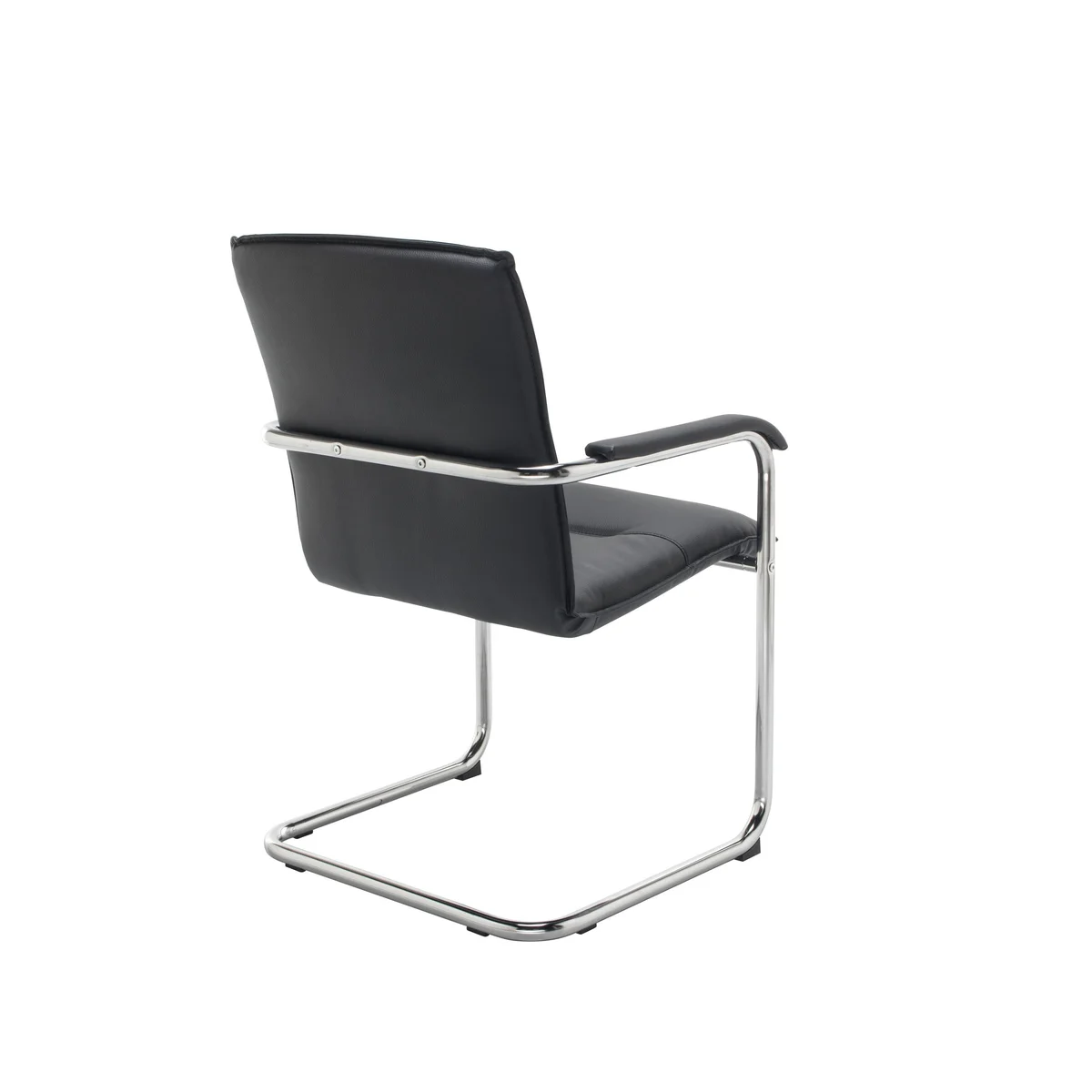 Titan Stratus Tuscany Medium Back Visitor Chair Leather Look Black/Chrome KF78702 - Image 3