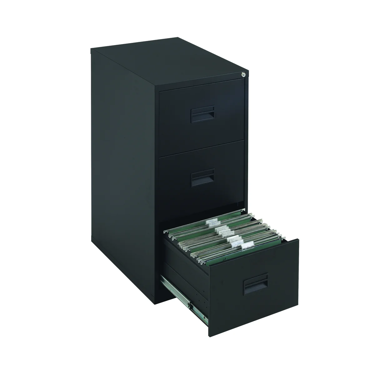 Talos 3 Drawer Filing Cabinet 465x620x1000mm Black TCS3FC-BK - Image 4