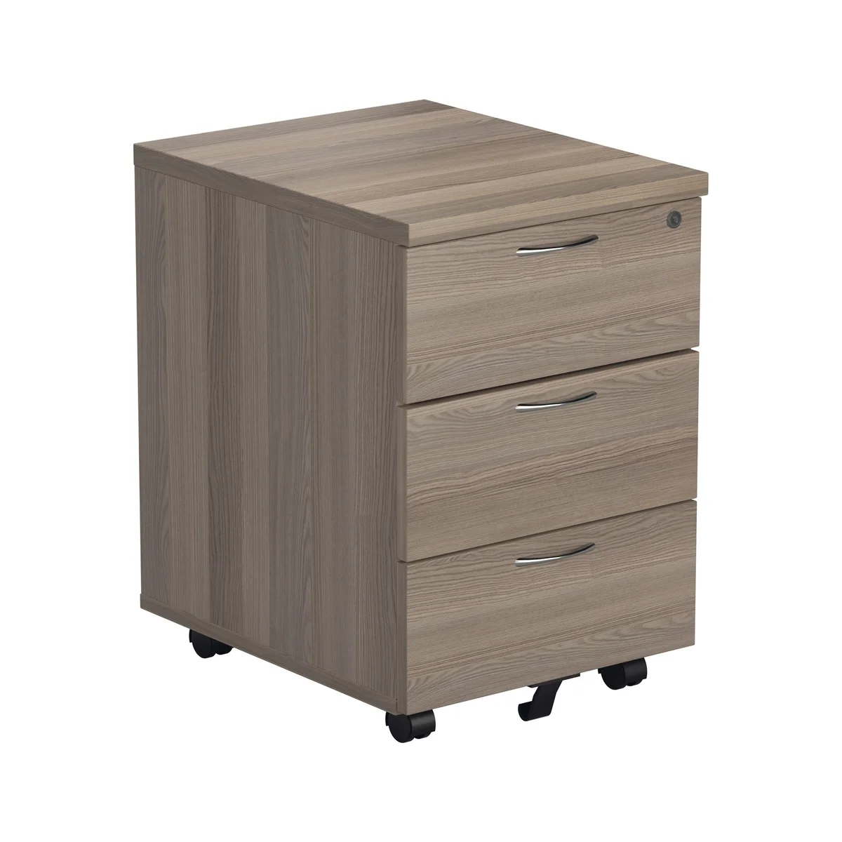 Jemini 3 Drawer Mobile Pedestal 400x500x595mm Grey Oak KF78945 - Image 1