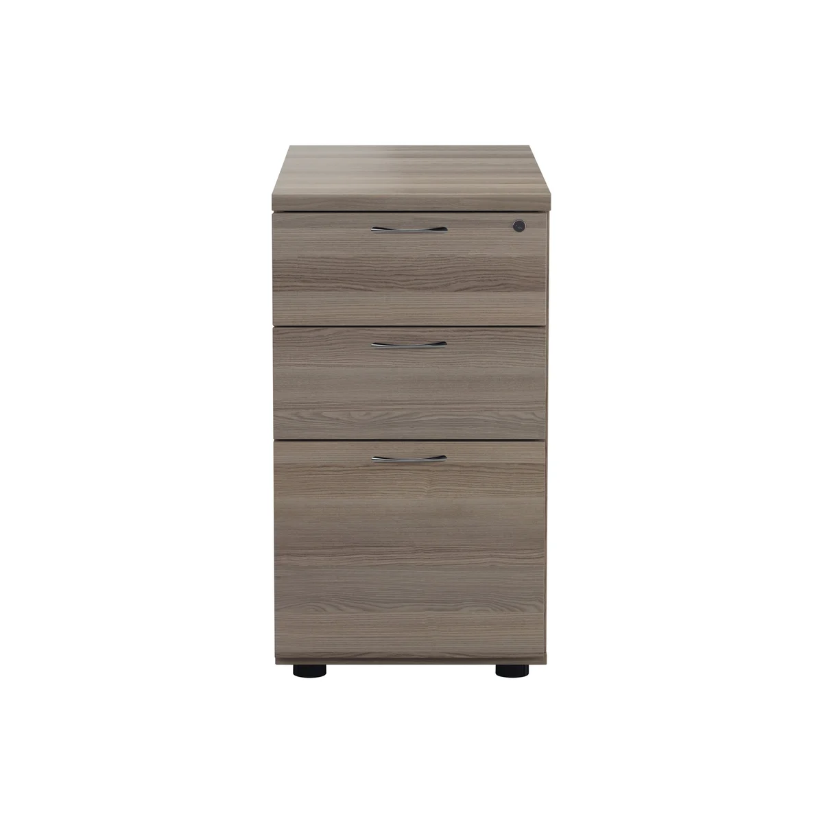 Jemini 3 Drawer Desk High Pedestal 404x800x730mm Grey Oak KF78951 - Image 2