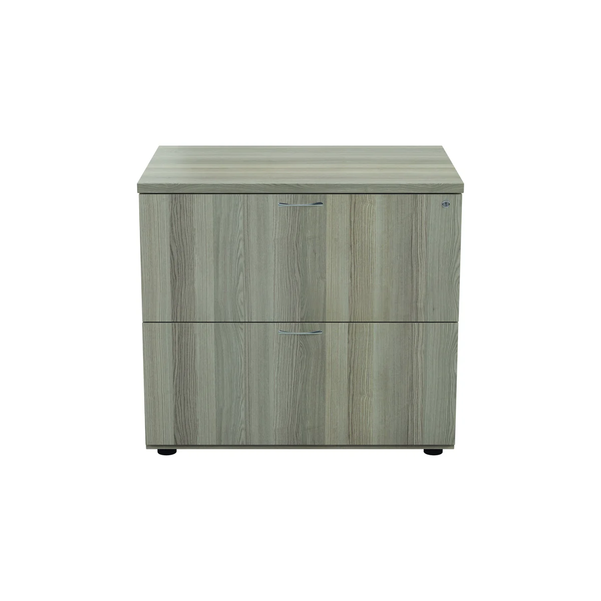 Jemini 2 Drawer Desk Side Filing Cabinet 800x600x730mm Grey Oak KF78953 - Image 4
