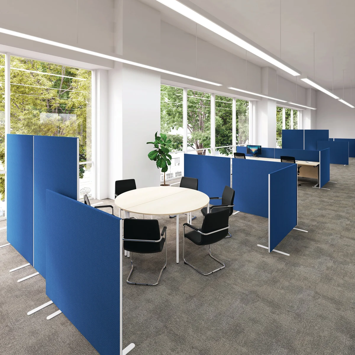 Jemini Straight Desk Mounted Screen 1200x25x400mm Blue KF78978 - Image 3