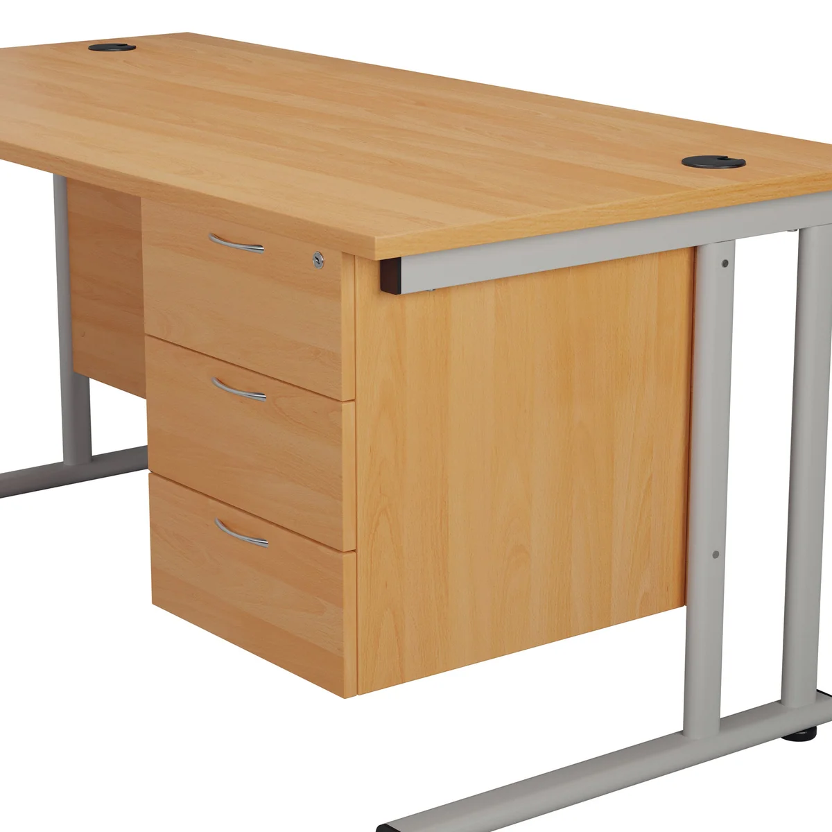 Jemini 3 Drawer Fixed Pedestal 400x500x495mm Beech KF79866 - Image 3