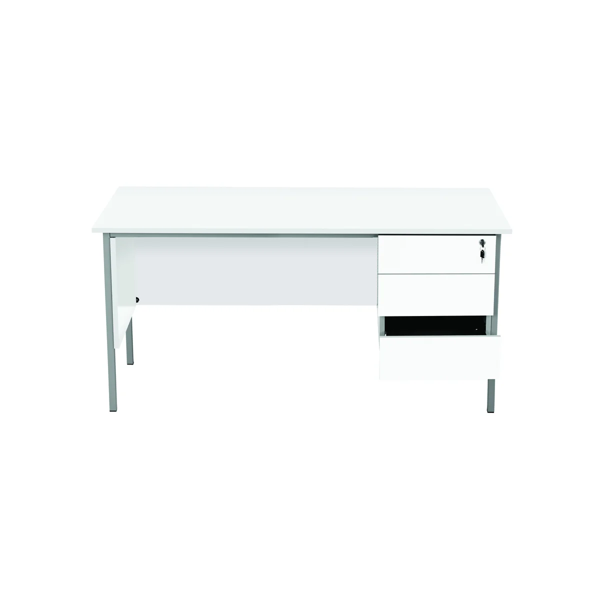 5 Star Modara Rectangular Desk with 3 Drawer Fixed Pedestal 1500x750x730mm White KF800071 - Image 4