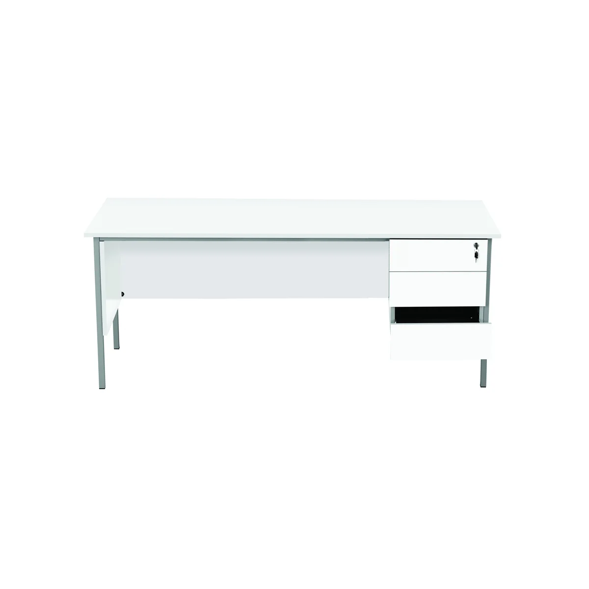 5 Star Modara Rectangular Desk with 3 Drawer Fixed Pedestal 1800x750x730mm White KF800087 - Image 4