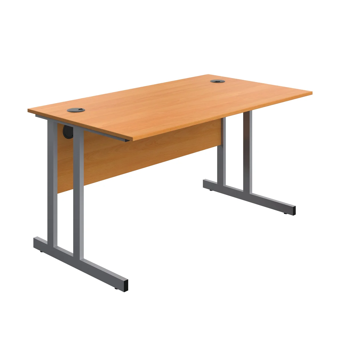 5 Star Modara Twin Upright Rectangular Desk 1400x800mm Beech/Silver KF800228