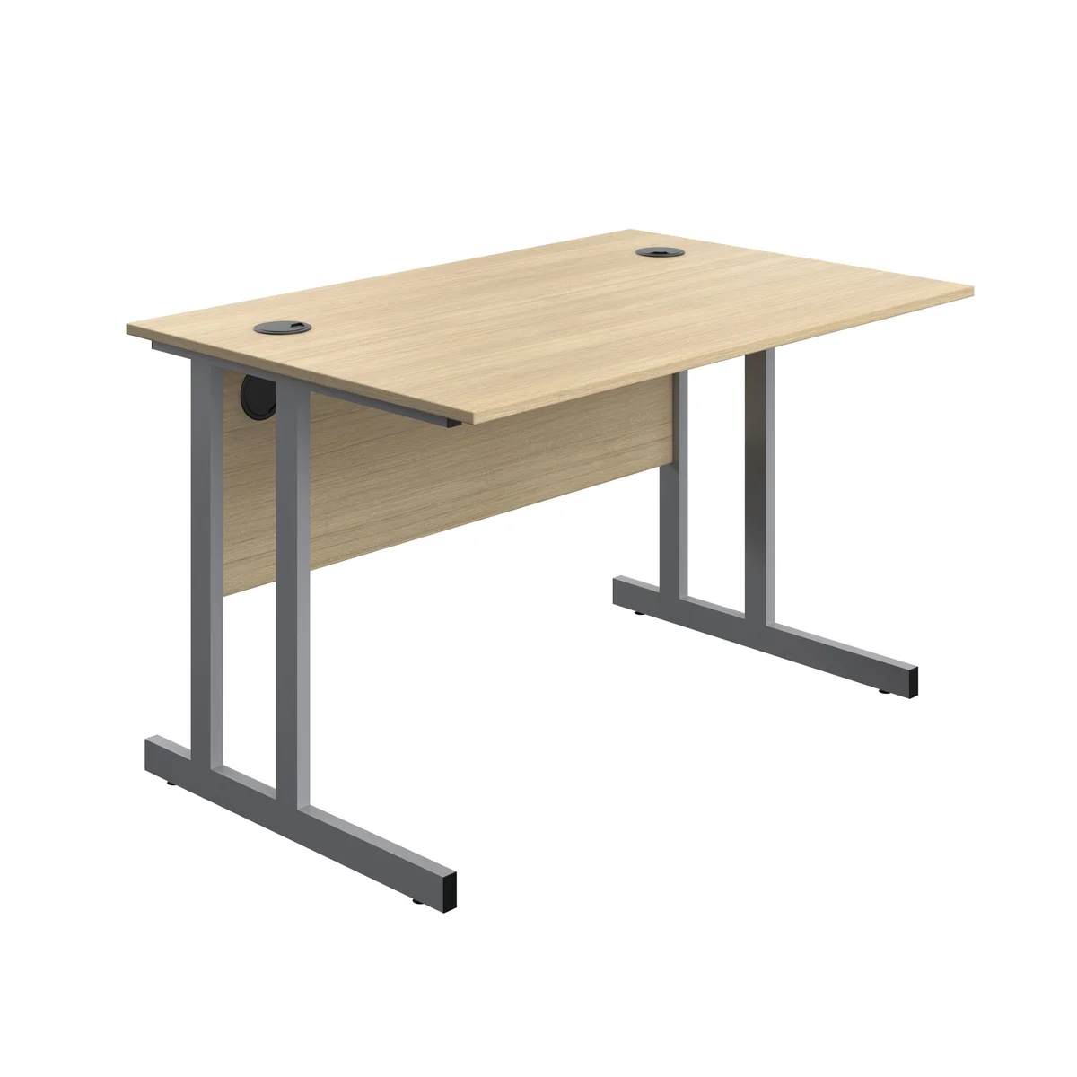 5 Star Modara Twin Upright Rectangular Desk 1200x800x730mm Oak/Silver KF800252
