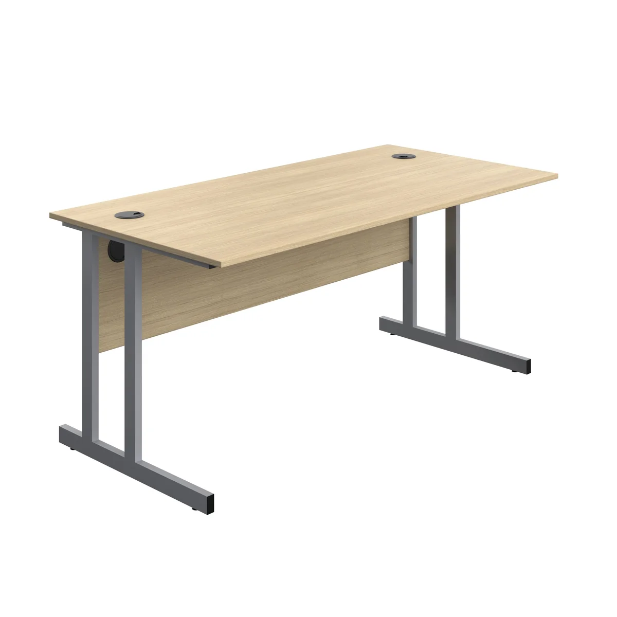 5 Star Modara Twin Upright Rectangular Desk 1600x800x730mm Oak/Silver KF800254