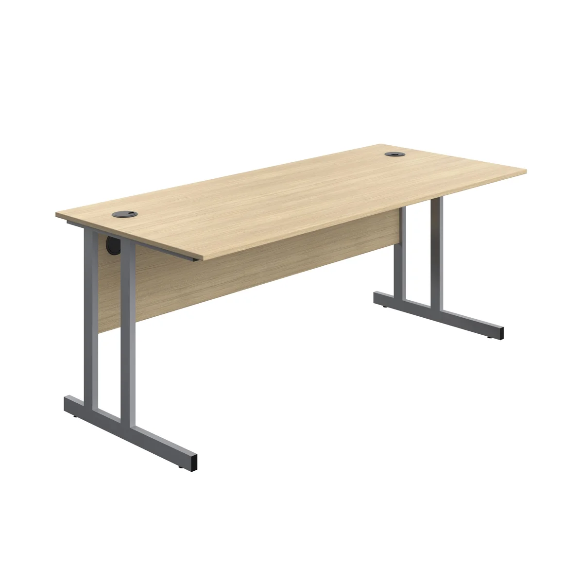 5 Star Modara Twin Upright Rectangular Desk 1800x800x730mm Oak/Silver KF800255