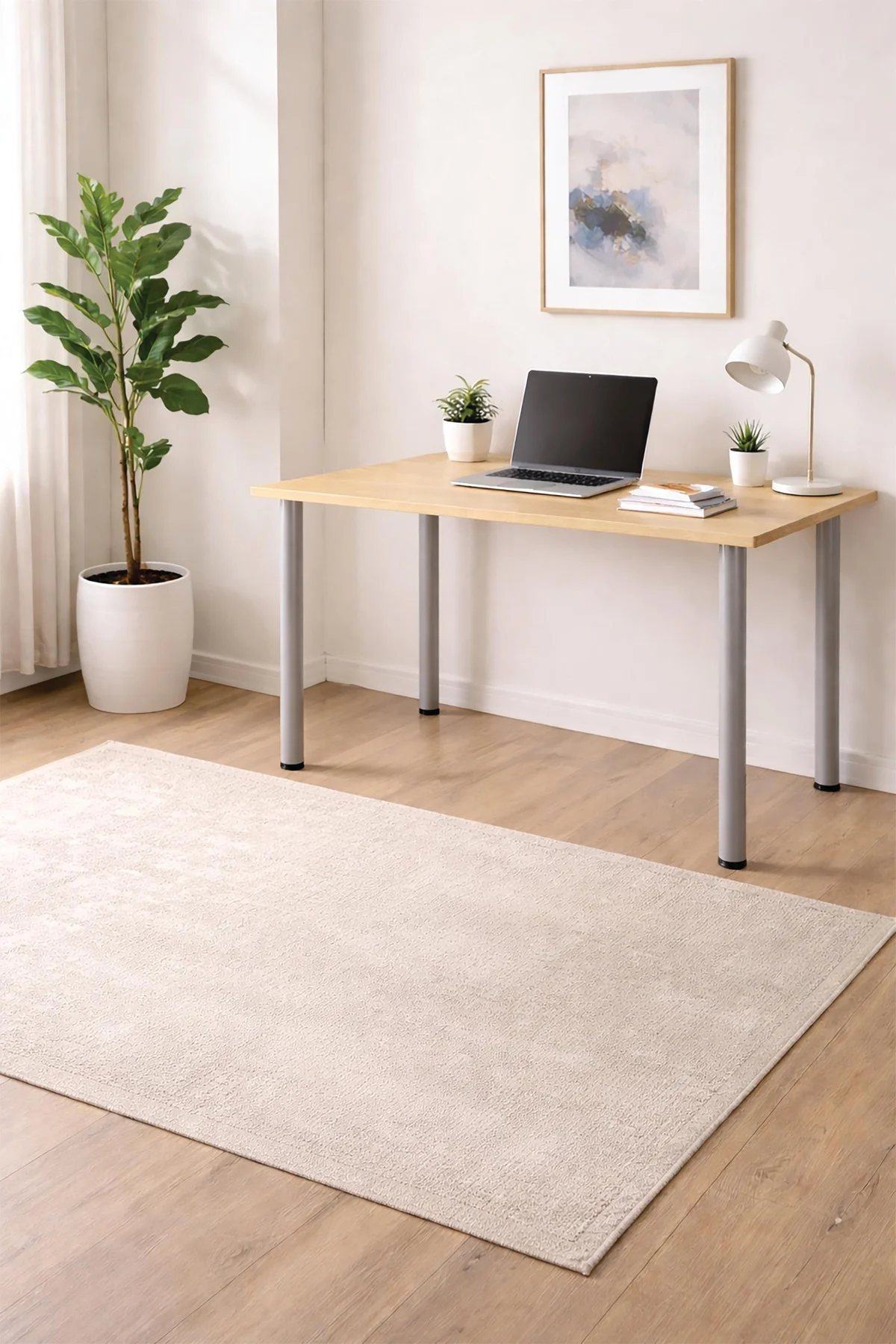 5 Star Modara Rectangular Pole Leg Meeting Table 1600x800x730mm Oak KF800260 - Image 2