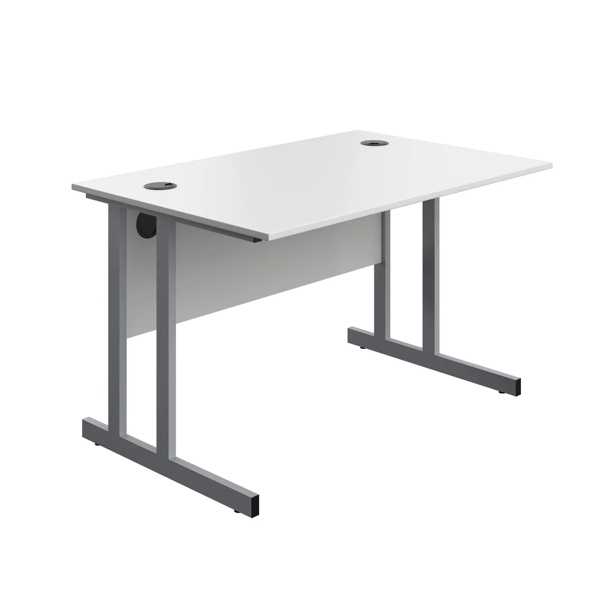 5 Star Modara Twin Upright Rectangular Desk 1200x800x730mm White/Silver KF800273