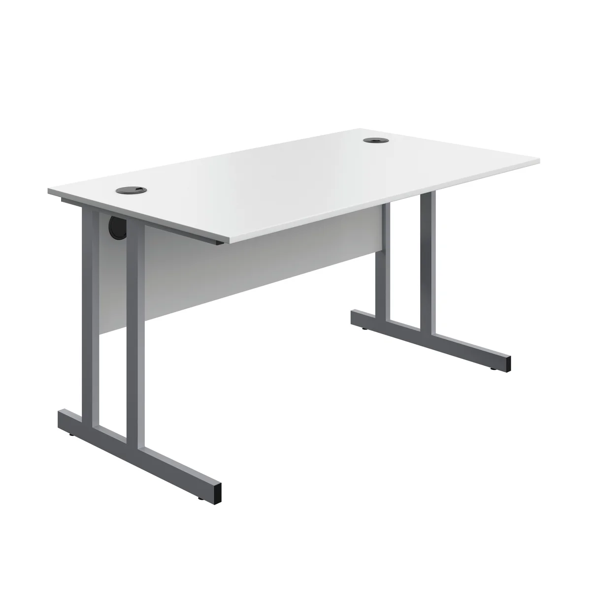 5 Star Modara Twin Upright Rectangular Desk 1400x800x730mm White/Silver KF800274