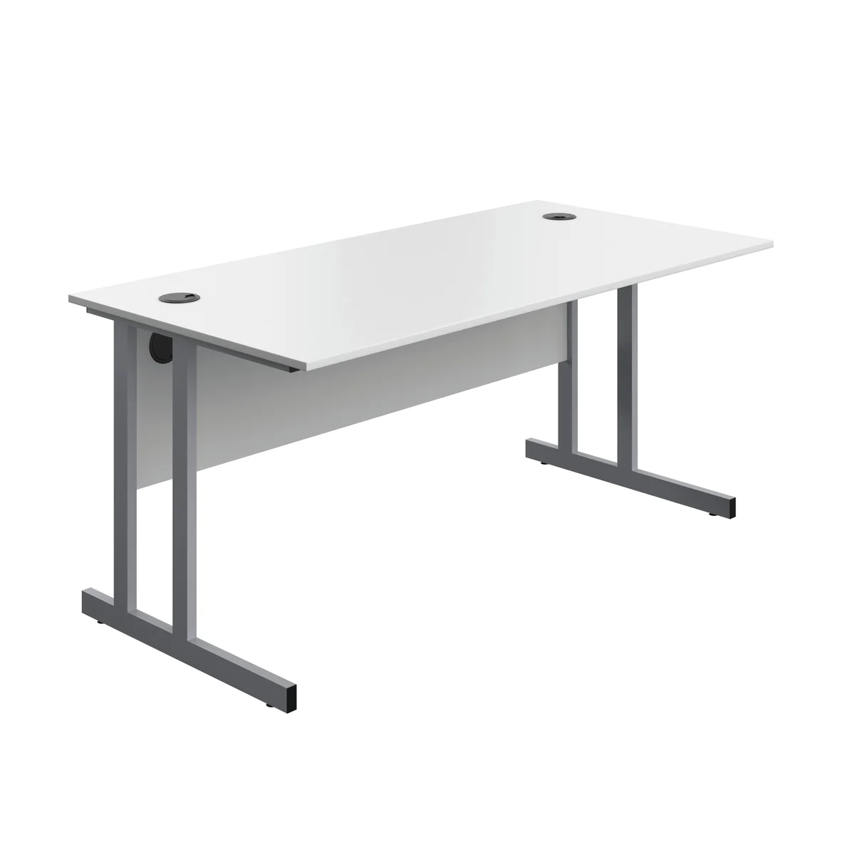 5 Star Modara Twin Upright Rectangular Desk 1600x800x730mm White/Silver KF800275