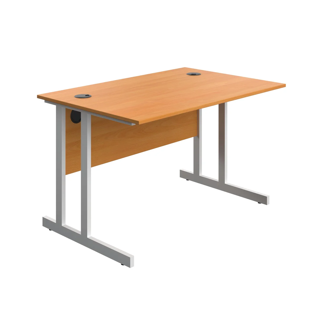 5 Star Modara Twin Upright Rectangular Desk 1200x800x730mm Beech/White KF800297