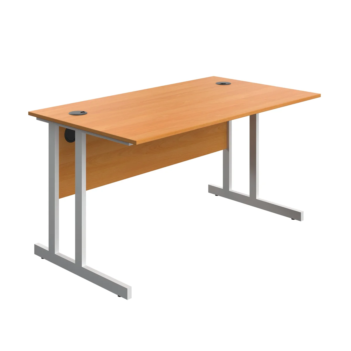 5 Star Modara Twin Upright Rectangular Desk 1400x800x730mm Beech/White KF800298