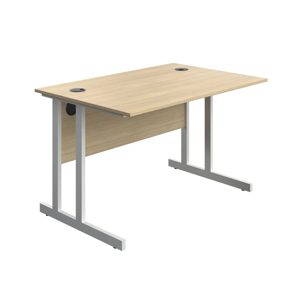 5 Star Modara Twin Upright Rectangular Desk 1200x800x730mm Oak/White KF800304