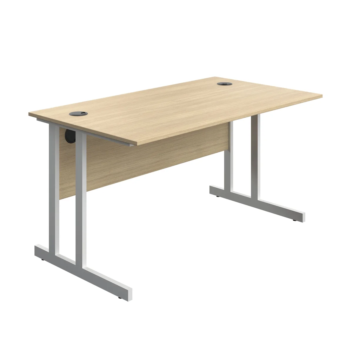 5 Star Modara Twin Upright Rectangular Desk 1400x800x730mm Oak/White KF800305