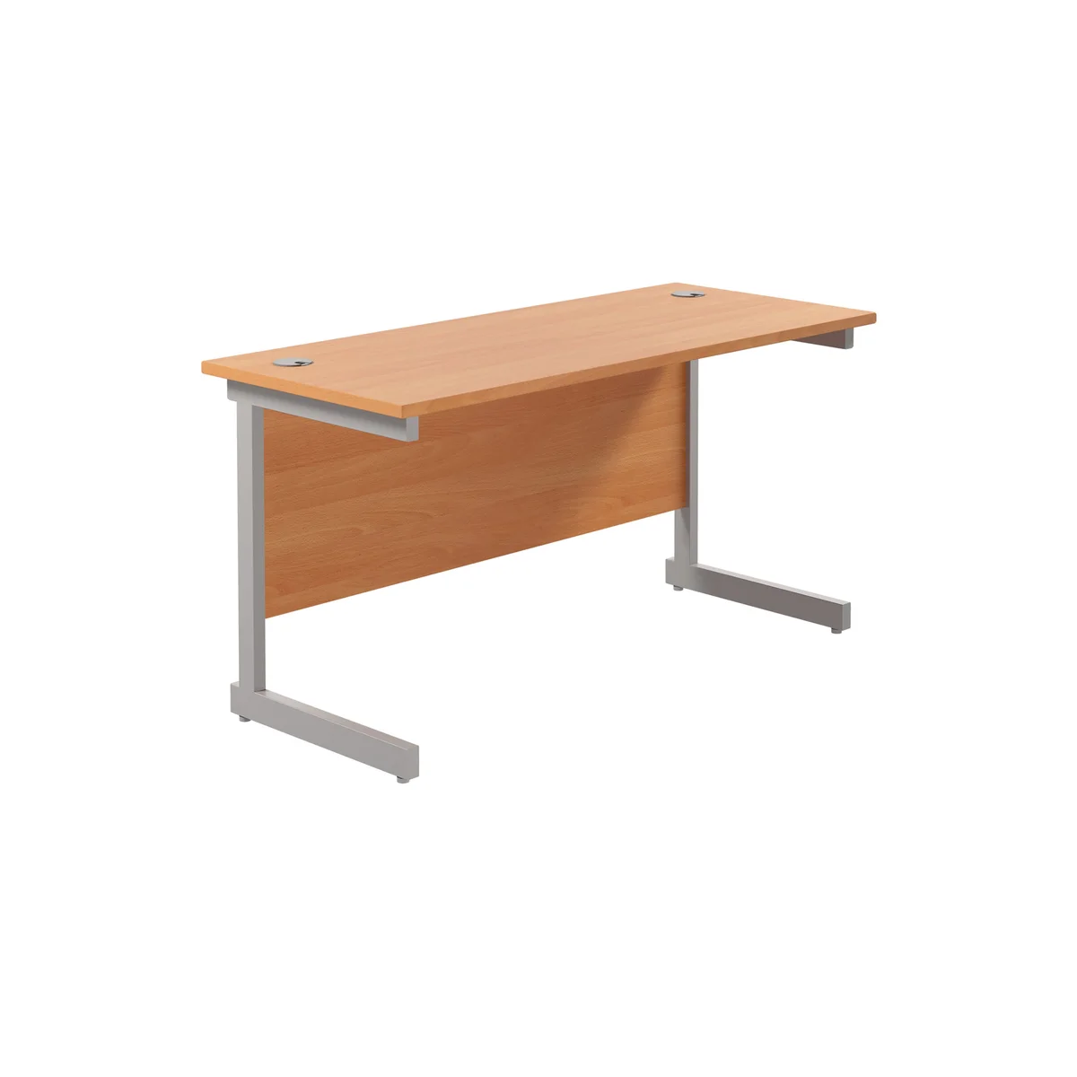 Jemini Single Rectangular Desk 1200x600x730mm Beech/Silver KF800406 - Image 1