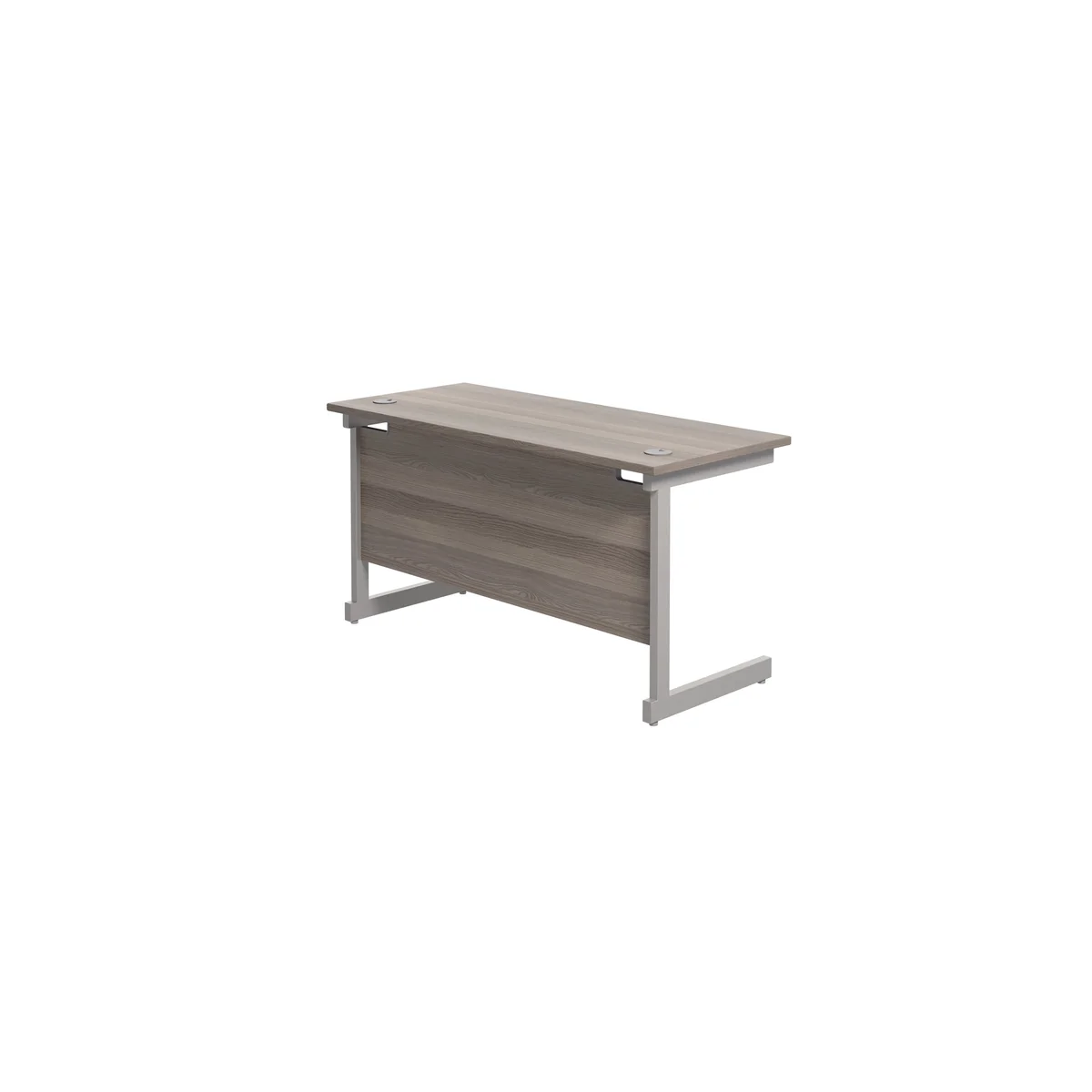 Jemini Single Rectangular Desk 1200x600x730mm Grey Oak/Silver KF800412 - Image 3