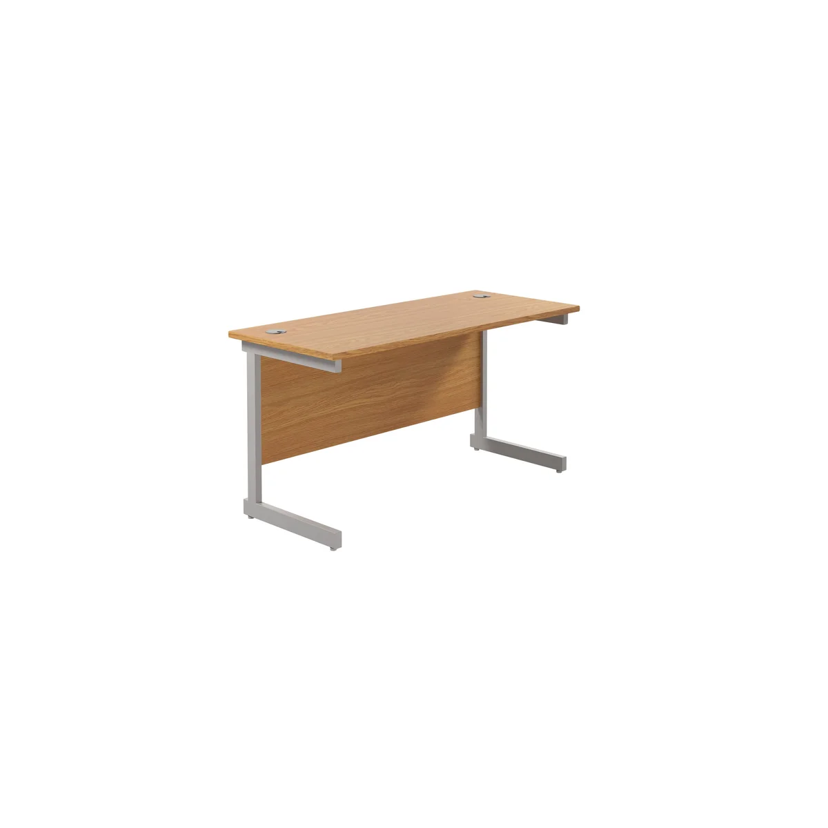 Jemini Single Rectangular Desk 1400x600x730mm Nova Oak/Silver KF800543 - Image 1