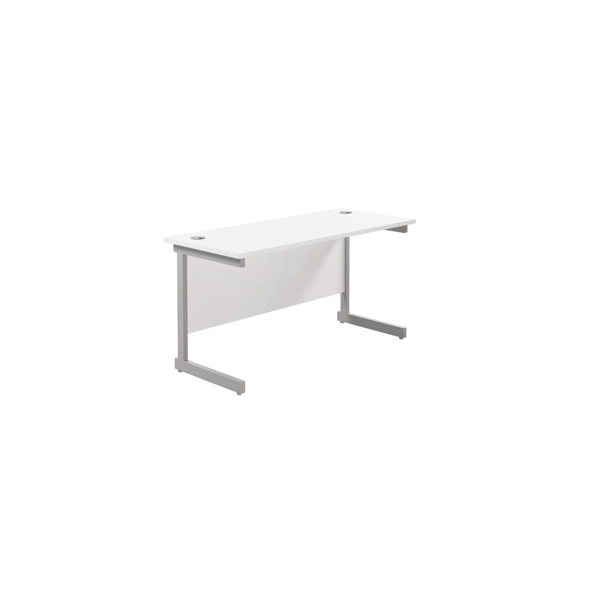 Jemini Single Rectangular Desk 1400x600x730mm White/Silver KF800559 - Image 1
