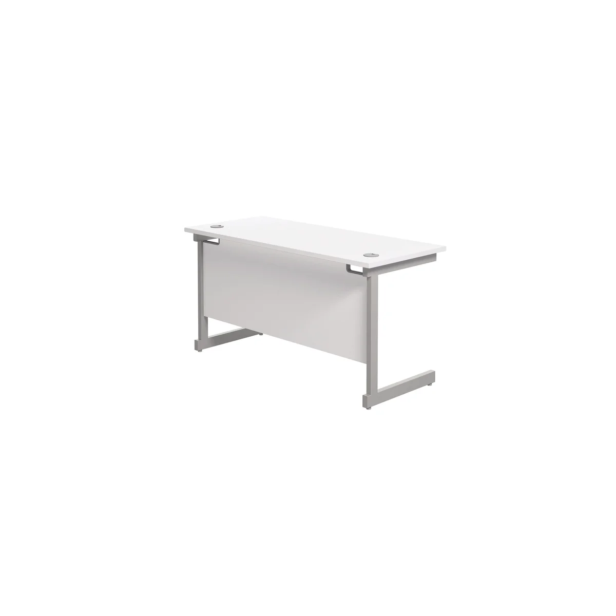 Jemini Single Rectangular Desk 1400x600x730mm White/Silver KF800559 - Image 3