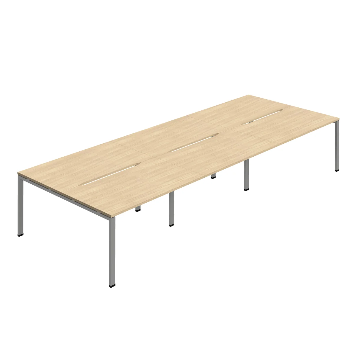 Jemini Six Person Back-to-Back Bench Desk Nova Oak/Silver KF800560